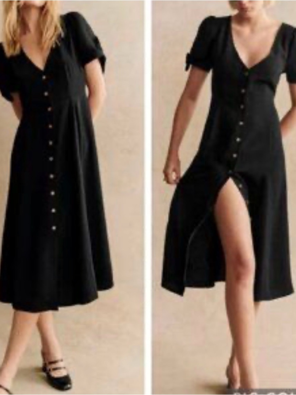 Sezane women’s 34/US 2 Vic dress full button down‎ tie sleeve quiet luxury